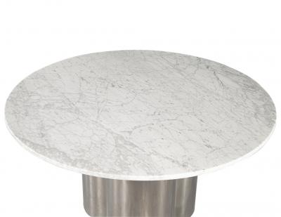 Carrocel Interiors Modern Round Marble Top Table with Metal Pedestal