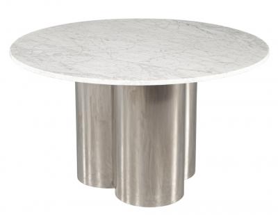 Carrocel Interiors Modern Round Marble Top Table with Metal Pedestal