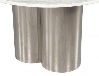 Carrocel Interiors Modern Round Marble Top Table with Metal Pedestal