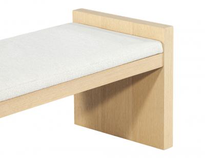 Carrocel Interiors Natural Oak Bench in White Textured Linen