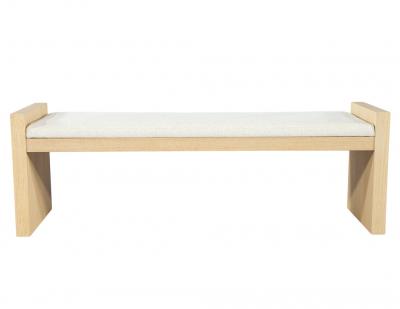  Carrocel Interiors Natural Oak Bench in White Textured Linen