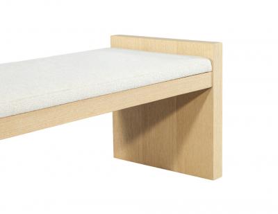  Carrocel Interiors Natural Oak Bench in White Textured Linen