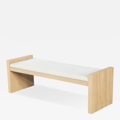  Carrocel Interiors Natural Oak Bench in White Textured Linen