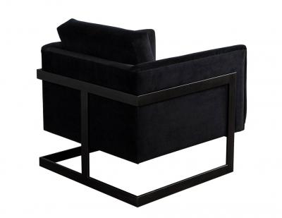  Carrocel Interiors Pair of Custom Black Velvet Lounge Chairs with Black Metal Frames by Carrocel