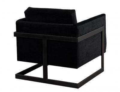  Carrocel Interiors Pair of Custom Black Velvet Lounge Chairs with Black Metal Frames by Carrocel