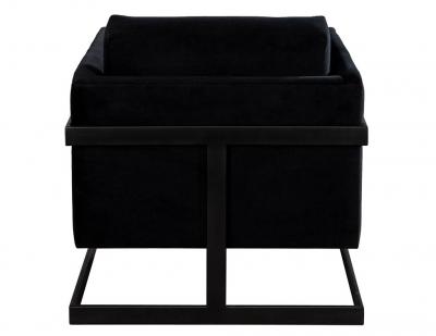  Carrocel Interiors Pair of Custom Black Velvet Lounge Chairs with Black Metal Frames by Carrocel