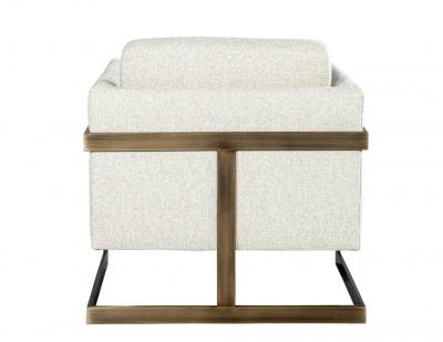  Carrocel Interiors Pair of Custom Linen Lounge Chairs with Antiqued Brass Frames by Carrocel