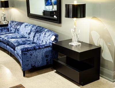  Carrocel Interiors Pair of Custom Walnut Nightstand End Tables in Black by Carrocel