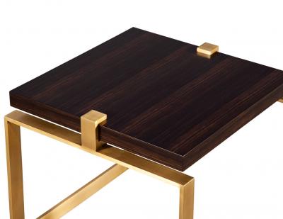  Carrocel Interiors Pair of Modern Macassar and Brass End Tables