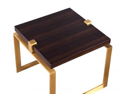 Carrocel Interiors Pair of Modern Macassar and Brass End Tables