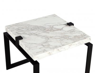  Carrocel Interiors Pair of Modern Marble and Metal End Tables