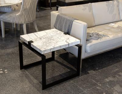  Carrocel Interiors Pair of Modern Marble and Metal End Tables