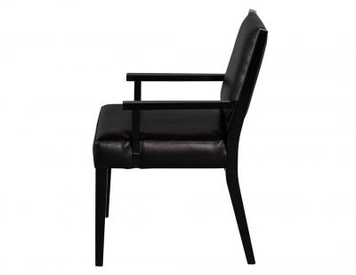  Carrocel Interiors Set of 10 Custom Modern Black Leather Dining Chairs with Brass Detailing