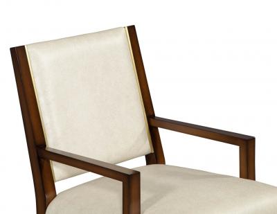  Carrocel Interiors Set of 10 Custom Modern Leather Dining Chairs with Brass