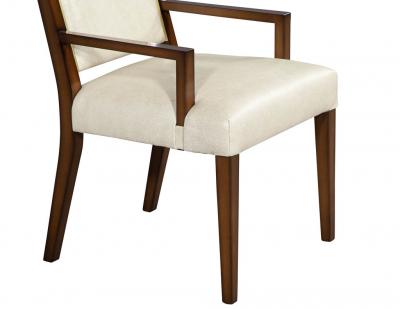  Carrocel Interiors Set of 10 Custom Modern Leather Dining Chairs with Brass