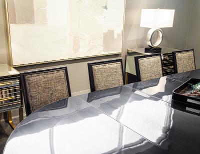  Carrocel Interiors Set of 10 Louis XVI Style Black Dining Chairs by Carrocel