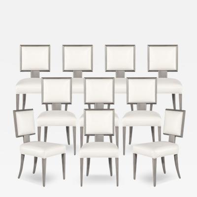  Carrocel Interiors Set of 10 Modern Grey and White Dining Chairs