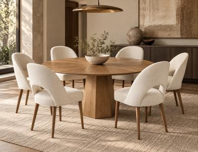  Carrocel Interiors Set of 6 Carrocel Custom Moderno Dining Chairs in Performance Linen