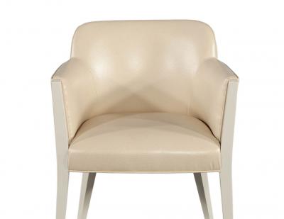  Carrocel Interiors Set of 6 Custom Flusso Modern Cream Dining Chairs in Ostrich Print Faux Leather