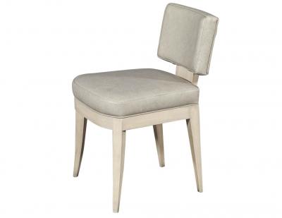  Carrocel Interiors Set of 8 Custom Modern Leather Dining Chairs with Washed Finish