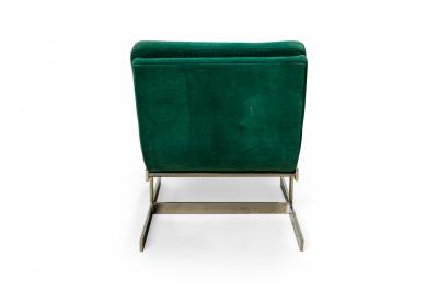  Carsons Carsons American Green Velour and Chrome Wave Form Chaise Lounge