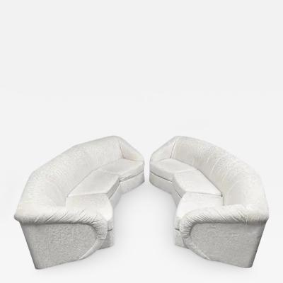  Carsons Pair of Mid Century Modern Curved Octagonal Sofas with Sculptural Arms