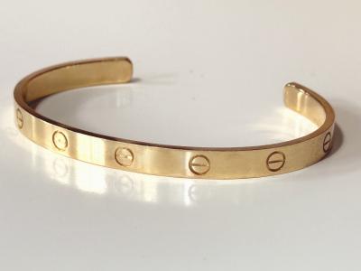  Cartier 18 K Yellow Gold Love Bracelet Open Cuff Size 19 by Cartier