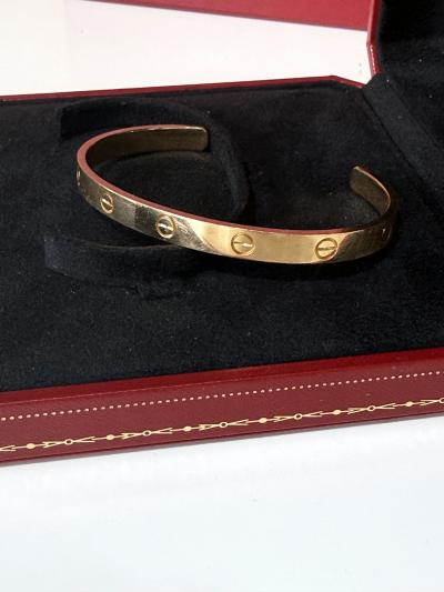  Cartier 18 K Yellow Gold Love Bracelet Open Cuff Size 19 by Cartier