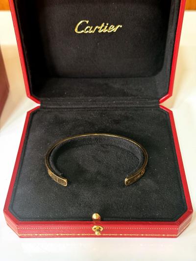  Cartier 18 K Yellow Gold Love Bracelet Open Cuff Size 19 by Cartier