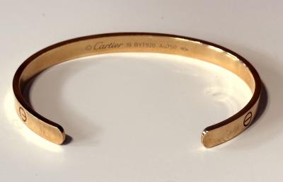  Cartier 18 K Yellow Gold Love Bracelet Open Cuff Size 19 by Cartier