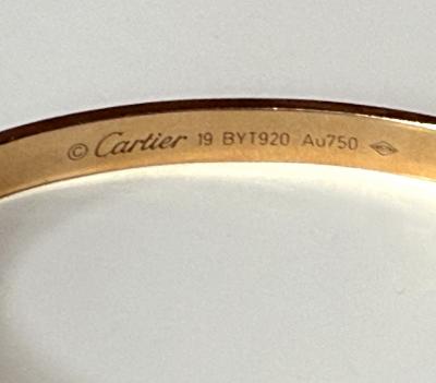  Cartier 18 K Yellow Gold Love Bracelet Open Cuff Size 19 by Cartier