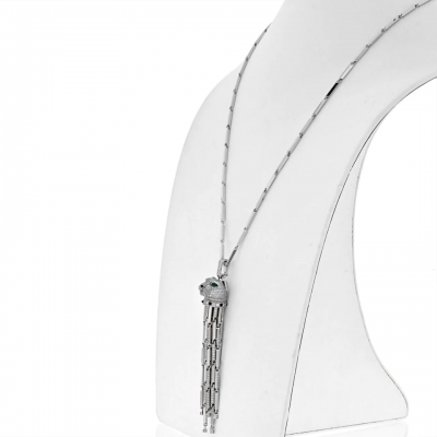  Cartier 18K WHITE GOLD DIAMOND PANTHERE WITH TASSELS ON A SIGNATURE CHAIN NECKLACE