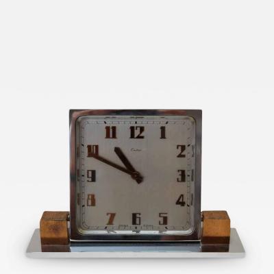  Cartier Art Deco Chrome Copper Table Clock