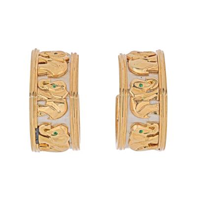  Cartier CARTIER 18K TWO TONE WALKING ELEPHANT EARRINGS