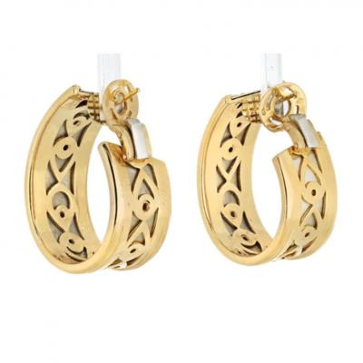  Cartier CARTIER 18K TWO TONE WALKING PANTHERE HOOP EARRINGS