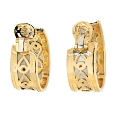  Cartier CARTIER 18K TWO TONE WALKING PANTHERE HOOP EARRINGS