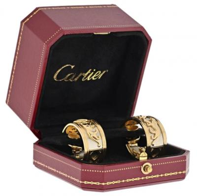  Cartier CARTIER 18K TWO TONE WALKING PANTHERE HOOP EARRINGS
