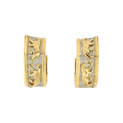  Cartier CARTIER 18K TWO TONE WALKING PANTHERE HOOP EARRINGS