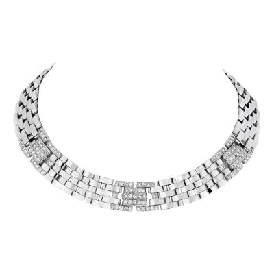  Cartier CARTIER 18K WHITE GOLD 6 50 CARAT PANTHERE MAILLON DIAMOND WIDE COLLAR NECKLACE