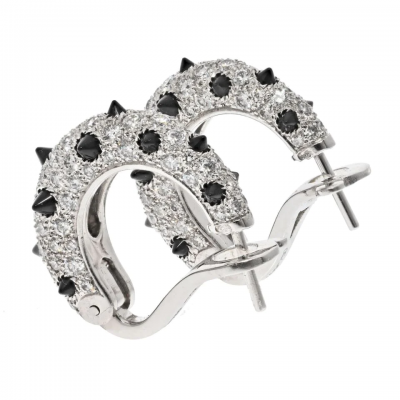  Cartier CARTIER 18K WHITE GOLD CLASH DIAMOND AND BLACK ONYX EARRINGS