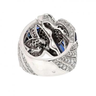  Cartier CARTIER 18K WHITE GOLD DIAMOND AND SAPPHIRE DOVE RING