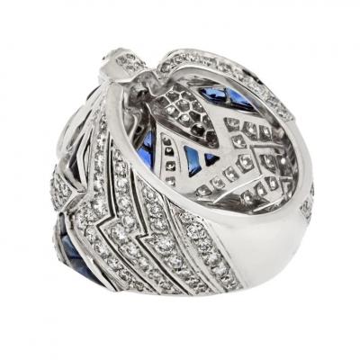  Cartier CARTIER 18K WHITE GOLD DIAMOND AND SAPPHIRE DOVE RING
