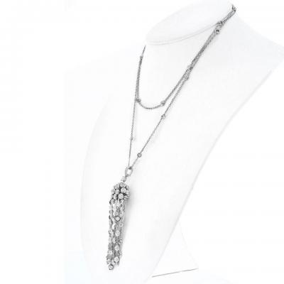  Cartier CARTIER 18K WHITE GOLD LEGERS DIAMANTS SPOTLIGHT NECKLACE