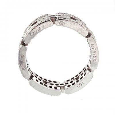  Cartier CARTIER 18K WHITE GOLD MAILLON PANTHERE THREE DIAMOND ROW RING