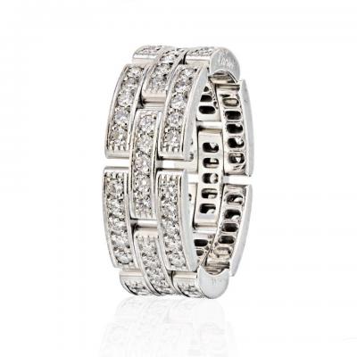  Cartier CARTIER 18K WHITE GOLD MAILLON PANTHERE THREE DIAMOND ROW RING