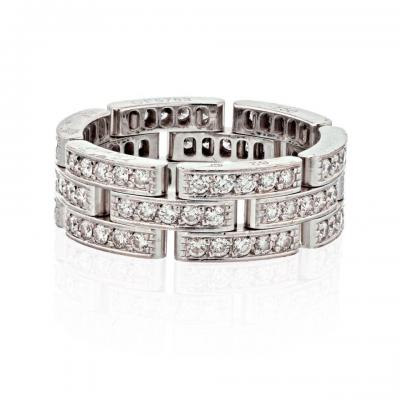  Cartier CARTIER 18K WHITE GOLD MAILLON PANTHERE THREE DIAMOND ROW RING