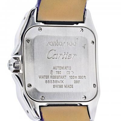  Cartier CARTIER 18K WHITE GOLD SANTOS 100 UNISEX WHITE GOLD DIAMOND WATCH