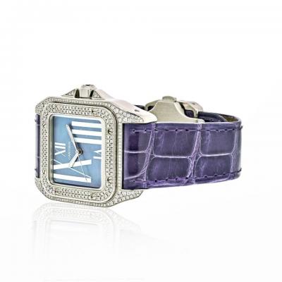  Cartier CARTIER 18K WHITE GOLD SANTOS 100 UNISEX WHITE GOLD DIAMOND WATCH