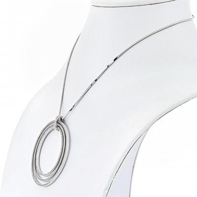  Cartier CARTIER 18K WHITE GOLD THREE TIERED RING PAVE SET PENDANT NECKLACE