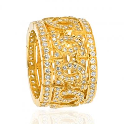  Cartier CARTIER 18K YELLOW GOLD DOUBLE C DIAMOND RING